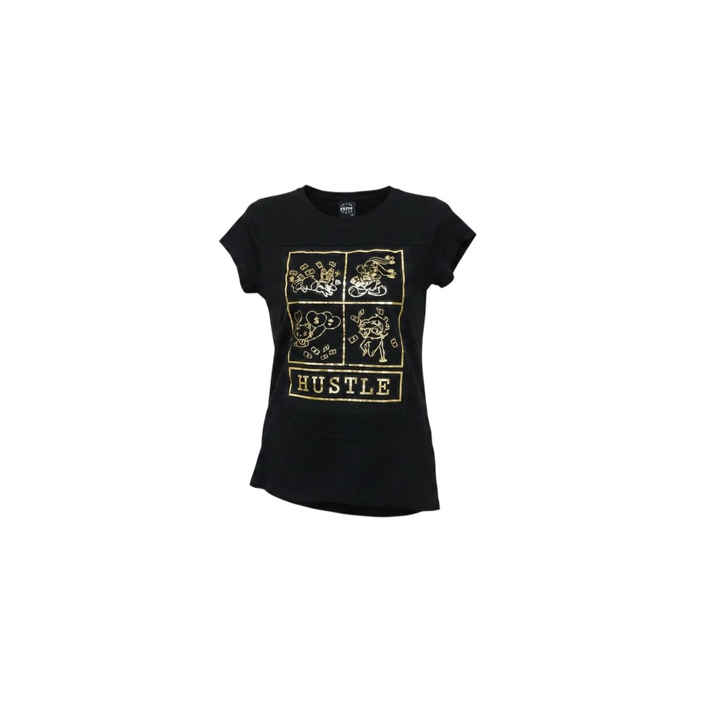 KRISP Graphic Tee Womens Medium Black  Hustle Gold Foil Streetwear T218605